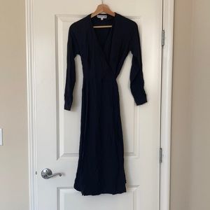 Uniqlo X Ines De La Fressange Navy Silk Wrap Dress